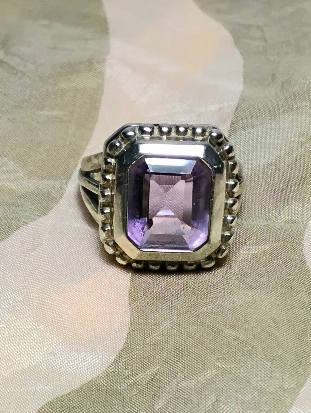Vintage 925 Silver Amethyst Ring Sz 9-1/2